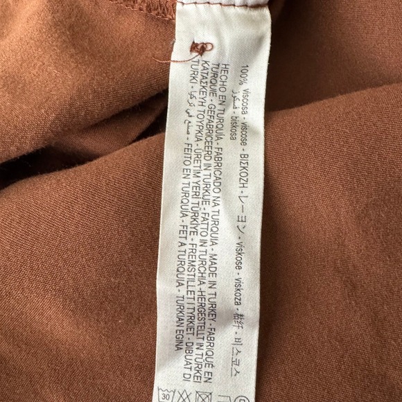 Bershka Satin Button Down Shirt Dress Brown Long Sleeve Tunic NO BELT Sz XS - Picture 4 of 8